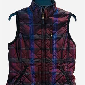 Lauren Ralph Lauren Burgundy and Plaid Quilted Vest